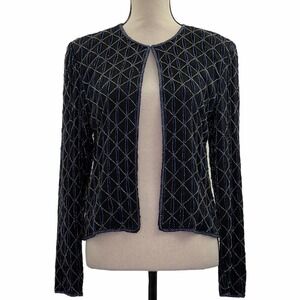 PAPELL Boutique Evening Beaded Cardigan Sweater M